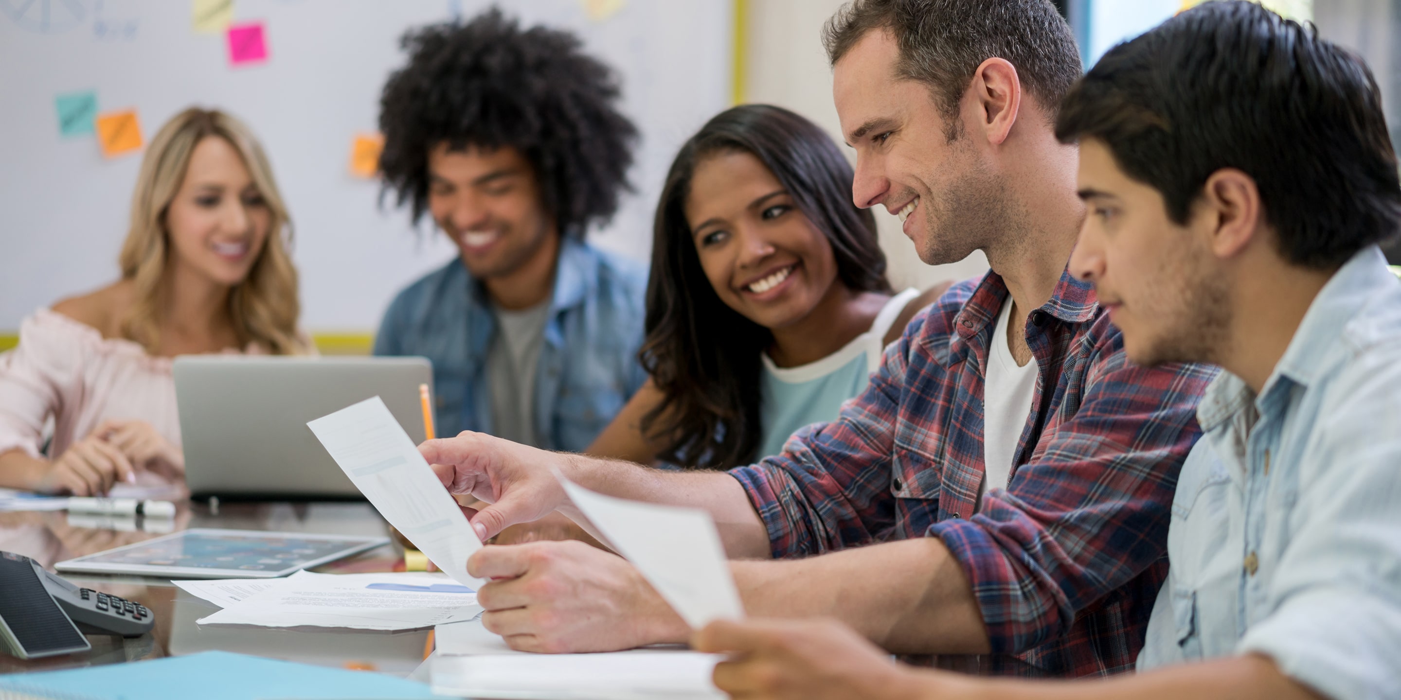 Students learning in a classroom