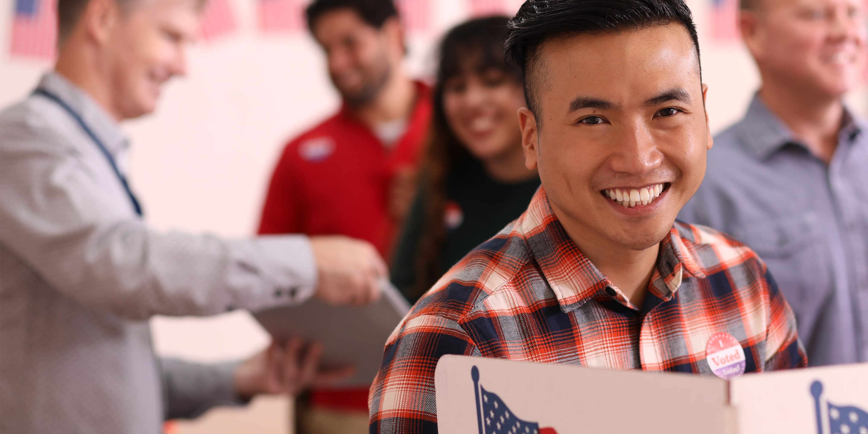 Man at voting booth